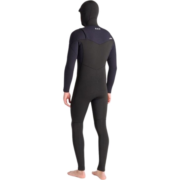 2024 C-Skins Mens Nuwave Session 5/4/3mm Chest Zip Hooded Wetsuit C-NSE54MH - Black / Black x / White